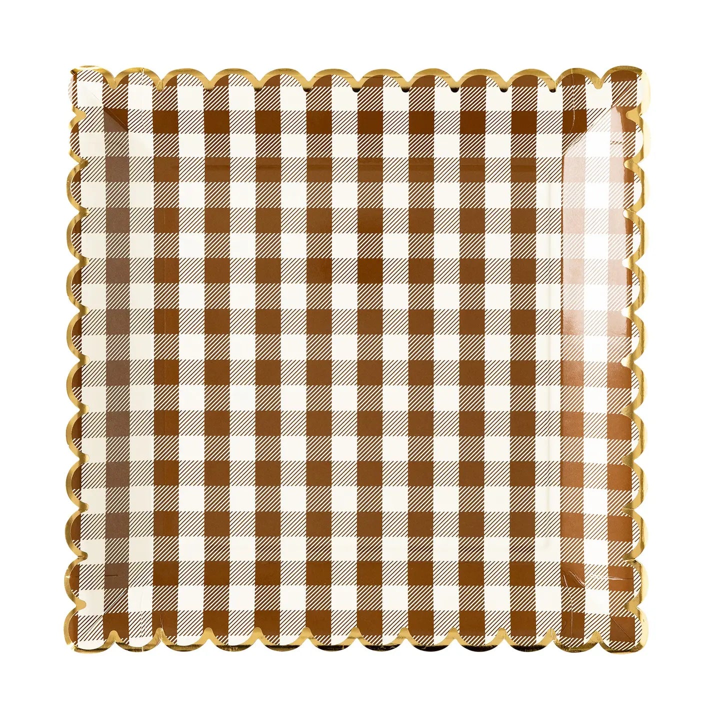 Chocolate Brown Gingham Plate