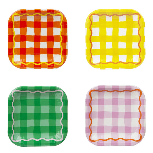Multicolored Square Summer Plates