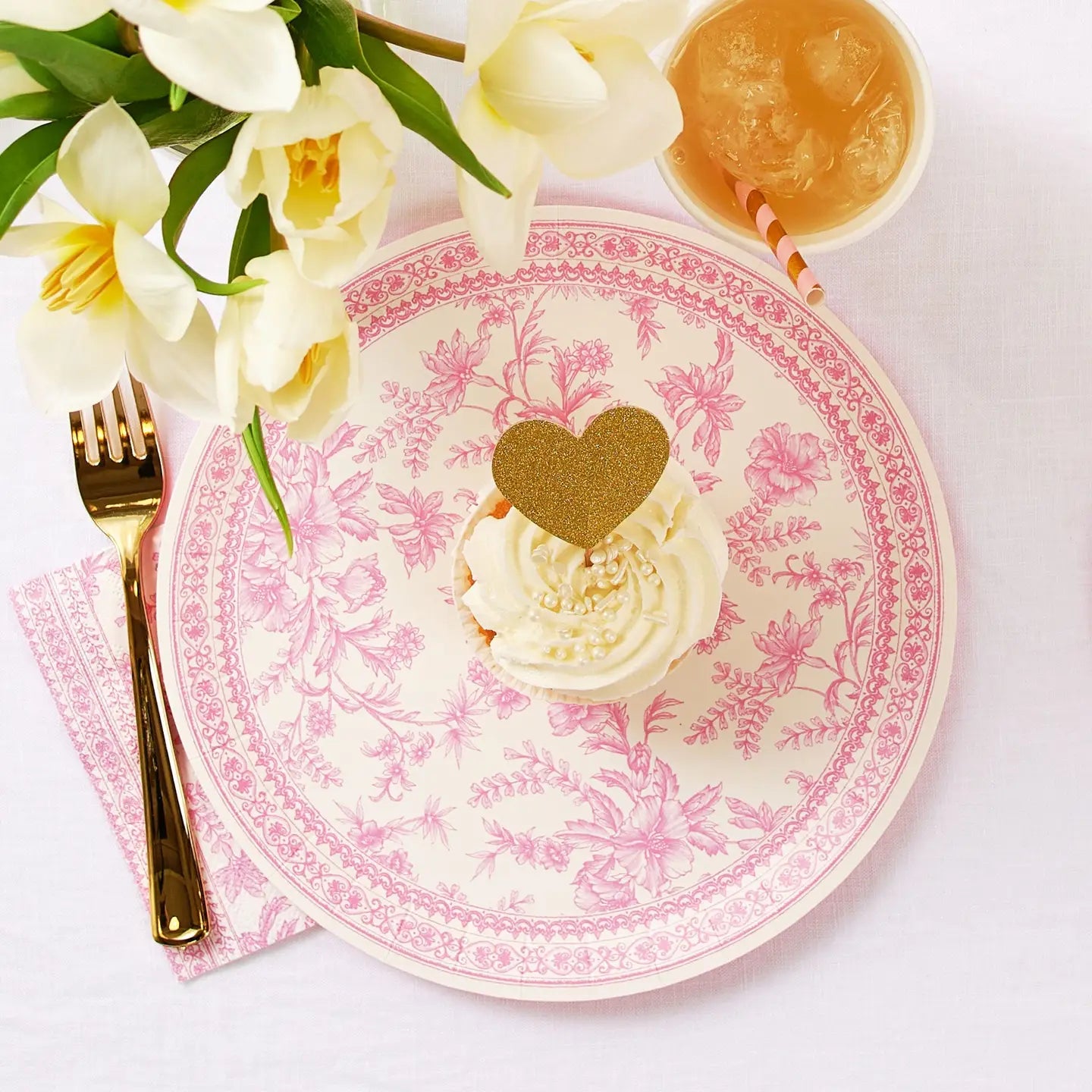 Perfectly Pink Toile Large Plates