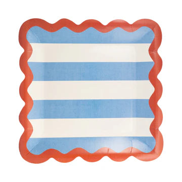 Hamptons Stripes 9” Ric Rac Trim Paper Plate