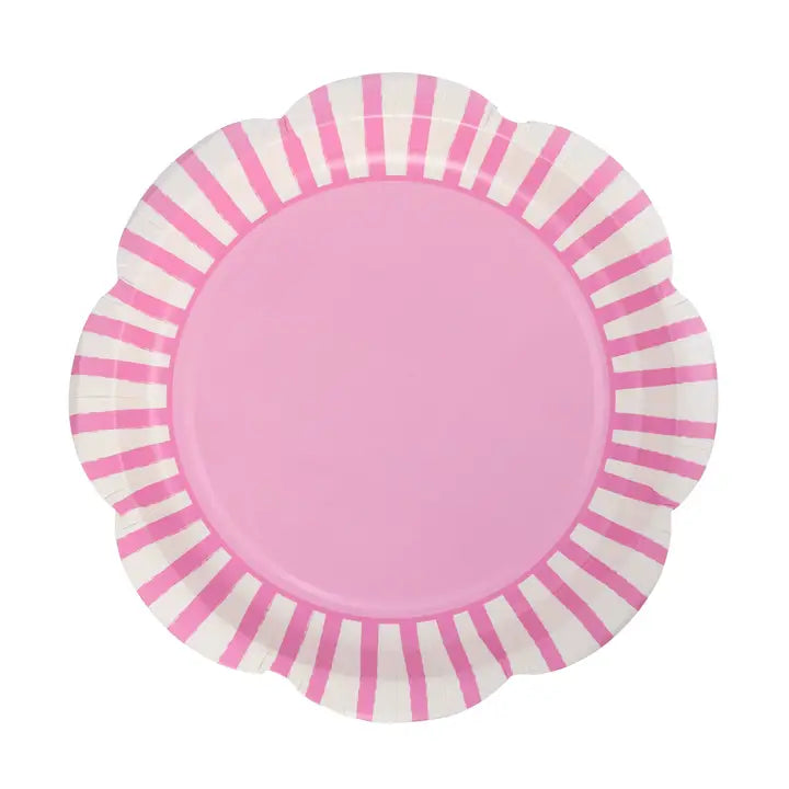 Pink Striped Scalloped Plate