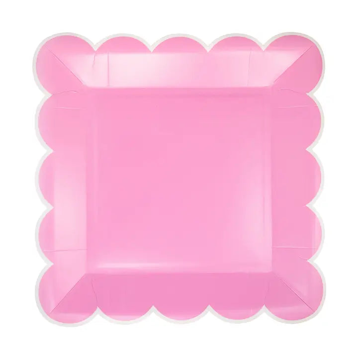 Pink Scalloped Square Plate