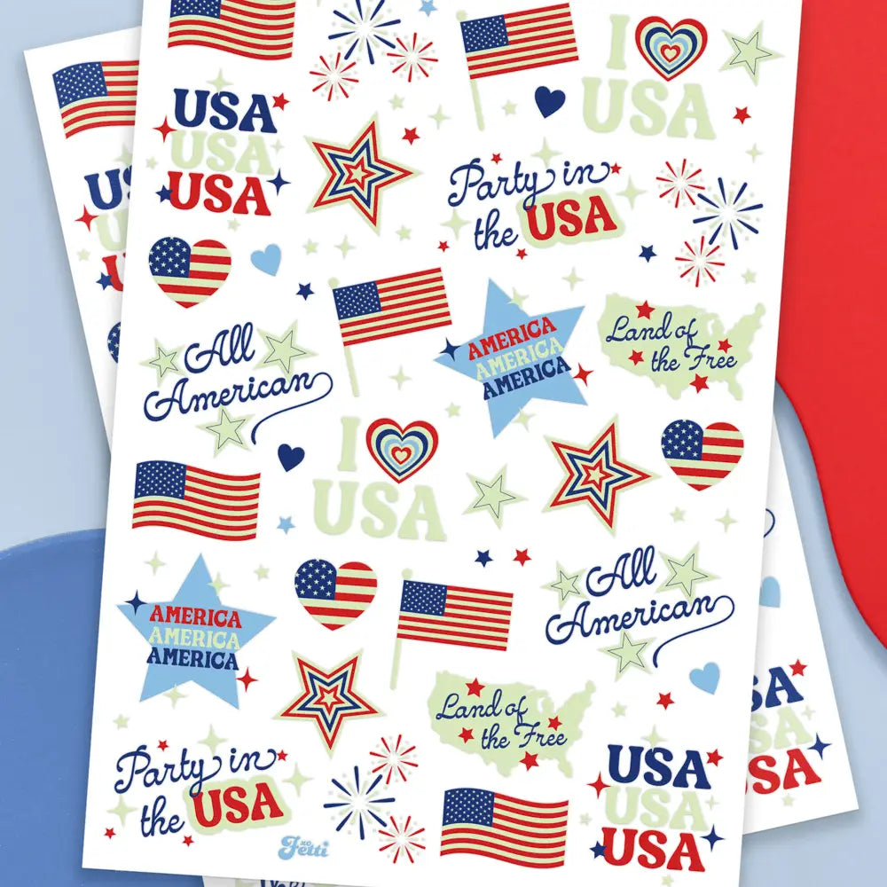 Glow in the Dark Fourth of July Temporary Tattoos