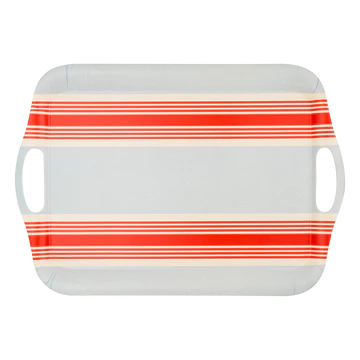 Chambray & Red Stripe Bamboo Tray