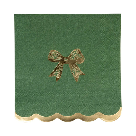 Gold & Green Bow Napkins