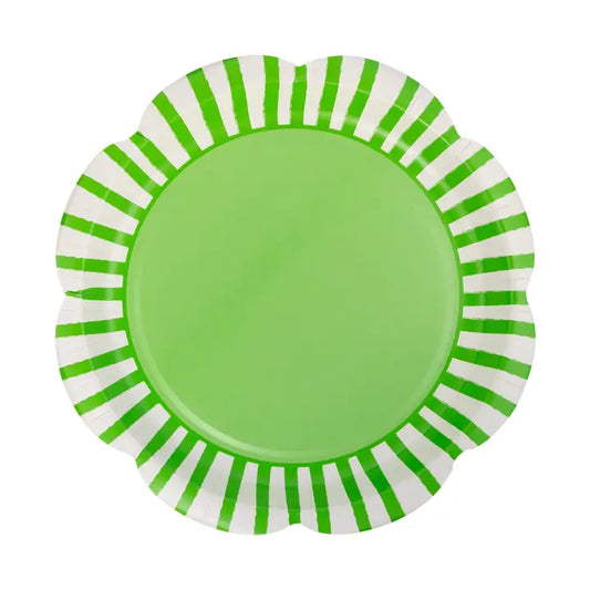 Green Striped Scalloped Plate