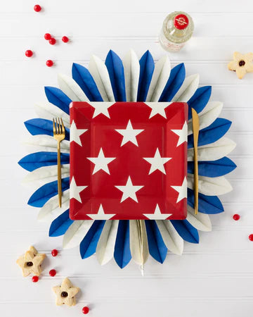 Hamptons Square Red Star Paper Plate