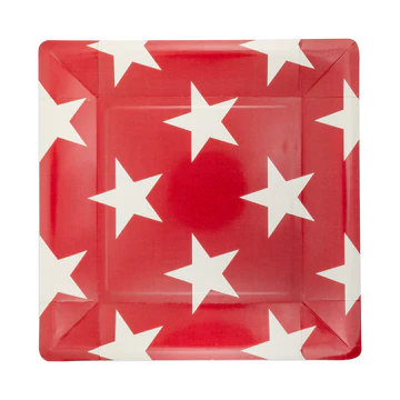 Hamptons Square Red Star Paper Plate