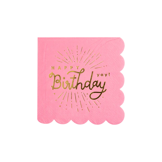 Happy Birthday Pink Napkin