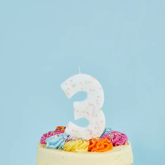 Jumbo Numer '3' Sprinkle Candle