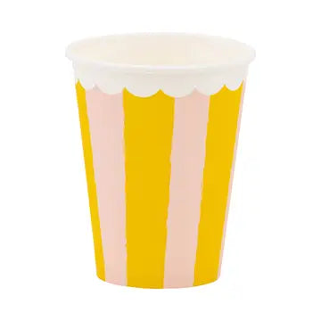 Pink & Yellow Stripe Cups
