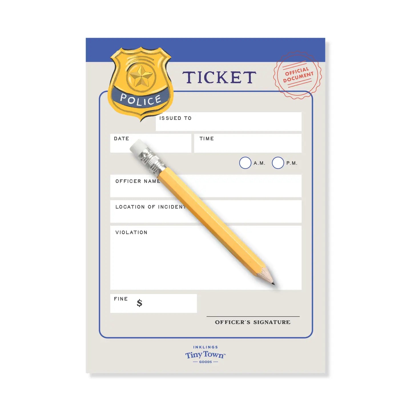 Police Ticket Activity Notepad