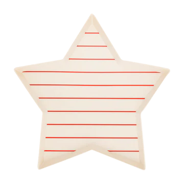 Star Shaped Red Stripe Bamboo Tray
