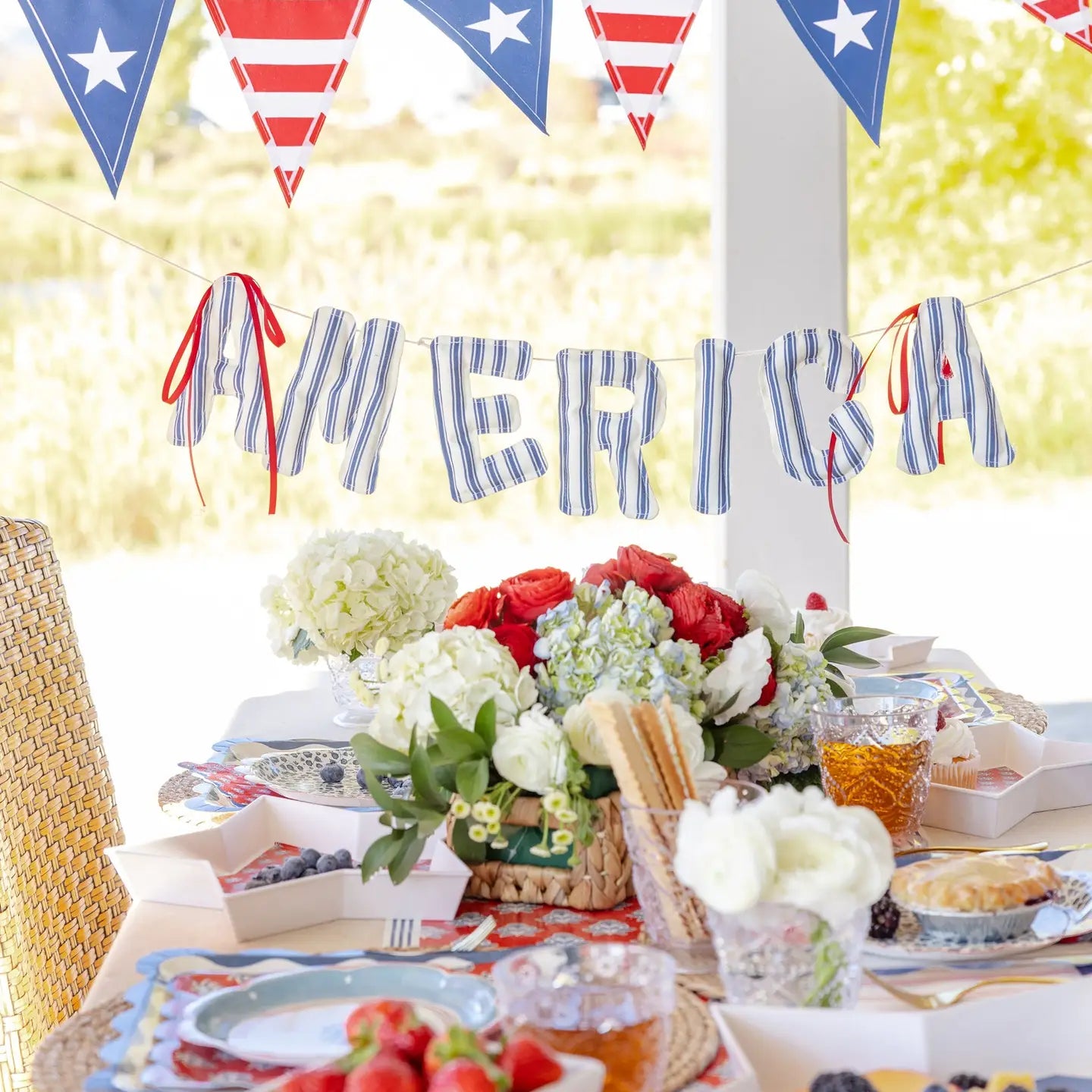 American Ticking Fabric Puffy Banner