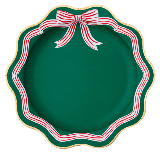 Green Peppermint Bow Dinner Plates