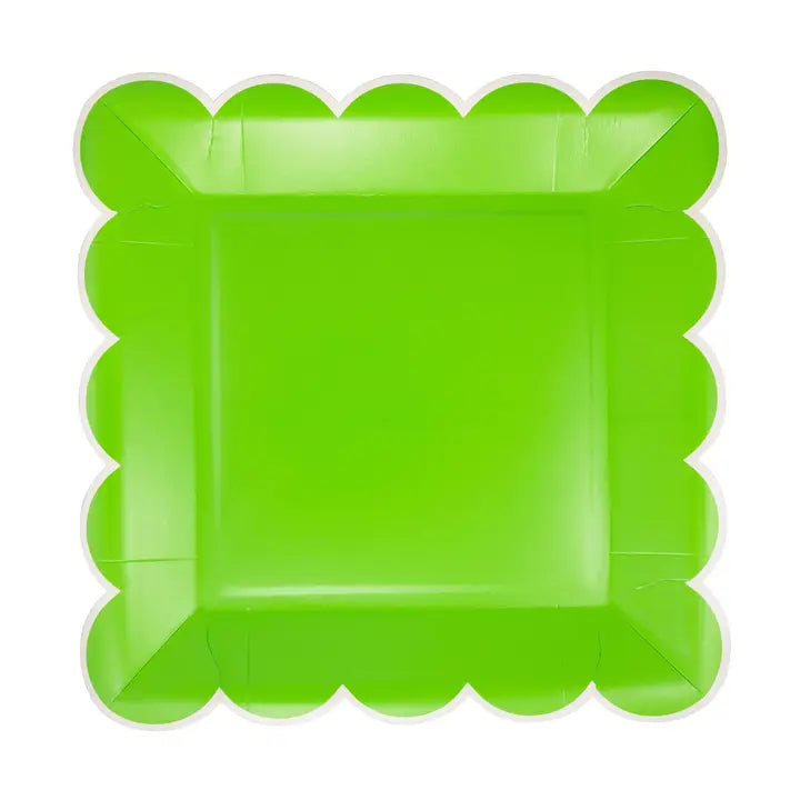 Green Square Scalloped Plate