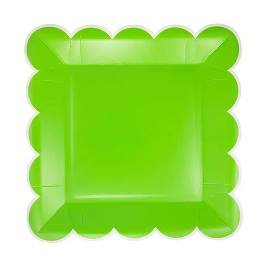 Green Square Scalloped Plate