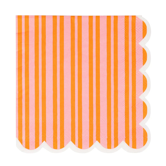 Orange & Pink Striped Cocktail Napkin