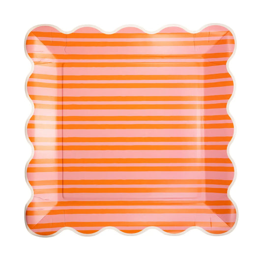 Orange & Pink Striped Plate