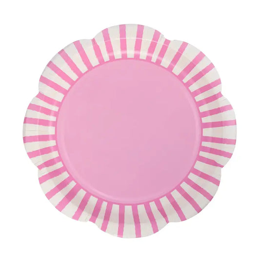 Pink Striped Scalloped Plate
