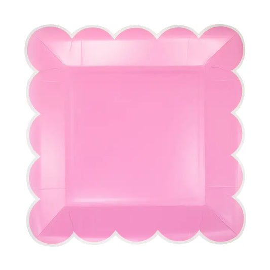 Pink Scalloped Square Plate