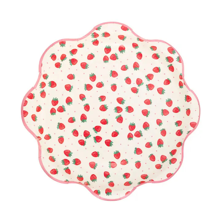 Strawberry Round Scalloped Plate