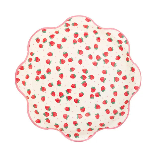 Strawberry Round Scalloped Plate