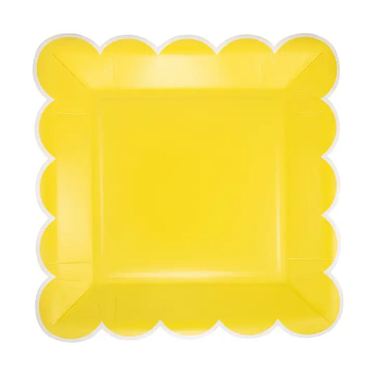 Yellow Square Scalloped Plate