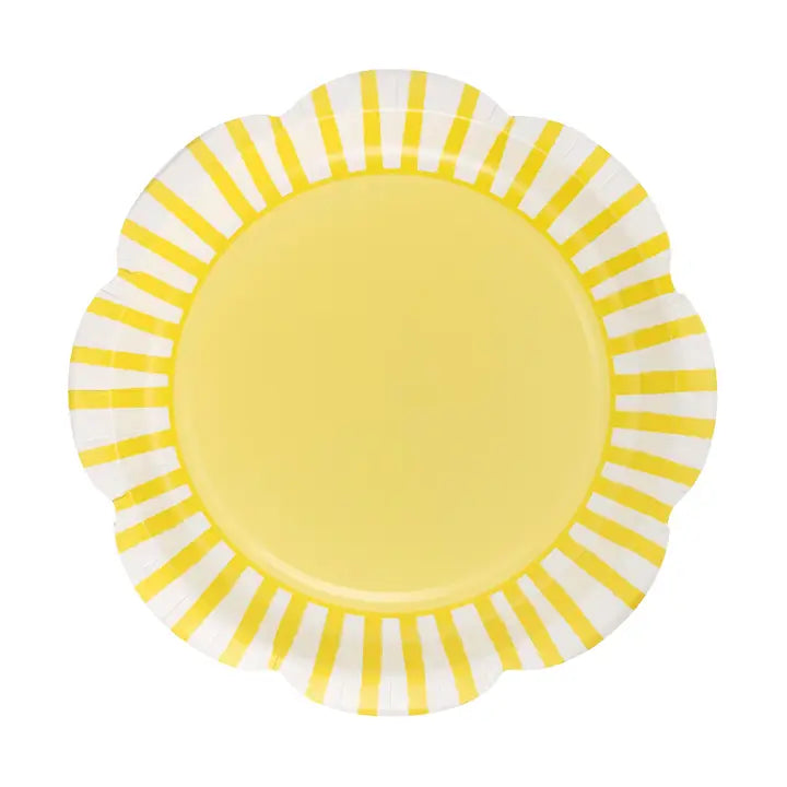 Yellow Striped Scalloped Plate
