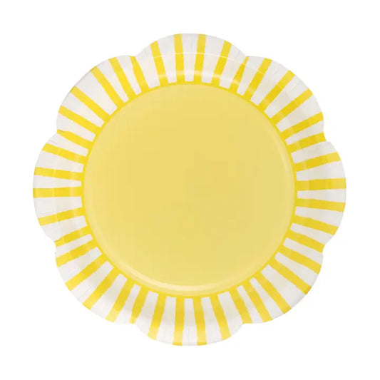 Yellow Striped Scalloped Plate